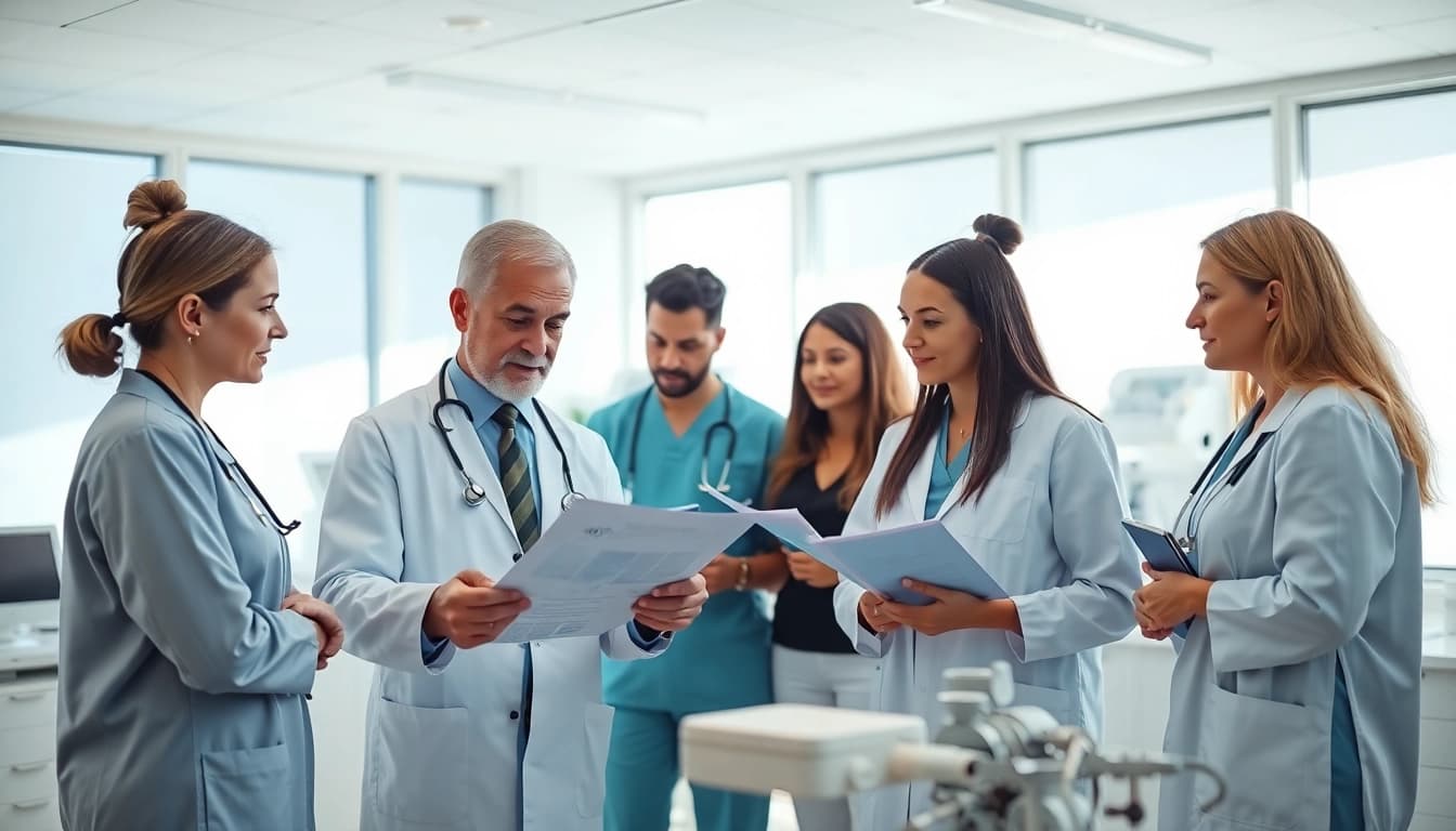 A healthcare professional consulting in a private health clinic Sydney showcasing teamwork.