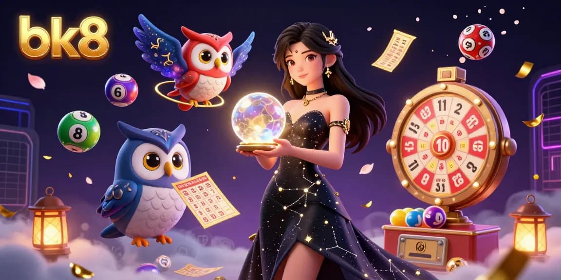Engage with bk8's thrilling adventure as a stunning casino scene unfolds with vibrant lottery elements.