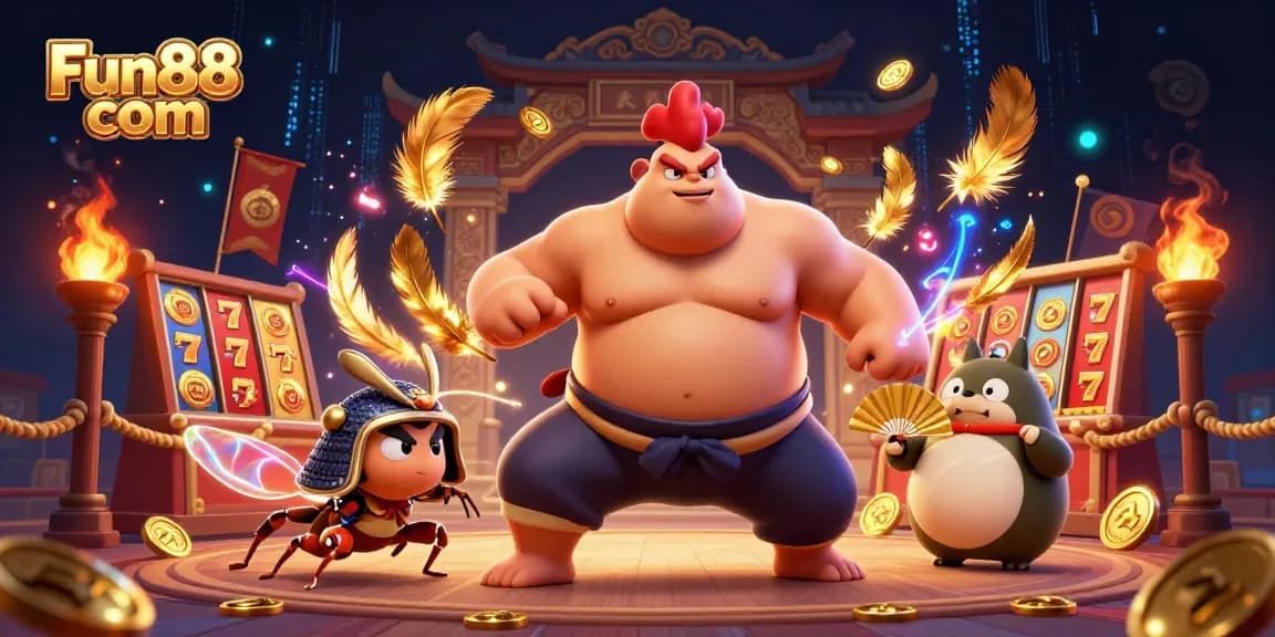 Engage with Fun88 com's vibrant gaming scene featuring dynamic casino characters and action.