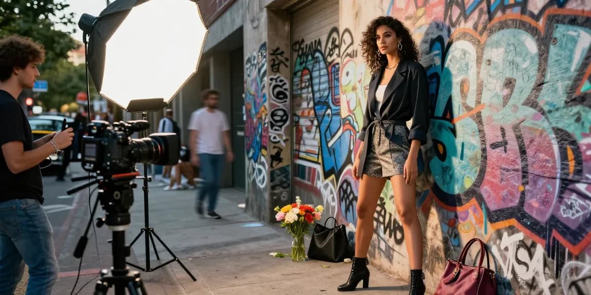 Book fotografico modelle in una sessione di moda a Milano con un modello che mostra il suo stile unico