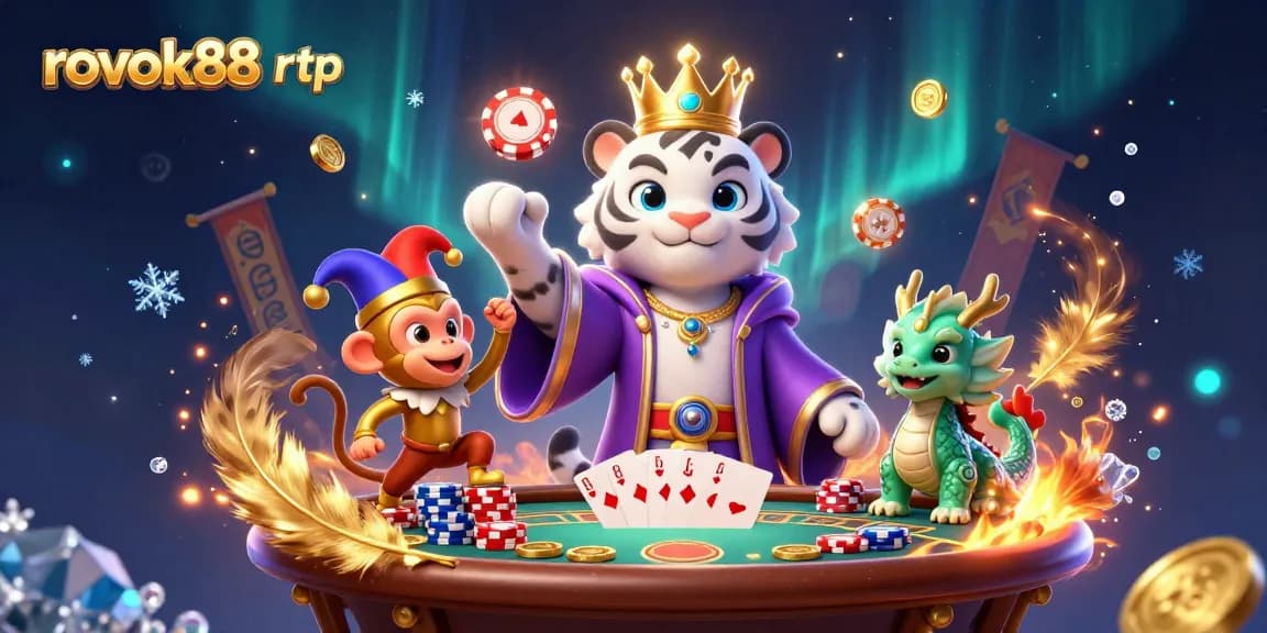 Engage with rokok88 rtp in vibrant casino action featuring poker chips, characters, and atmospheric elements.