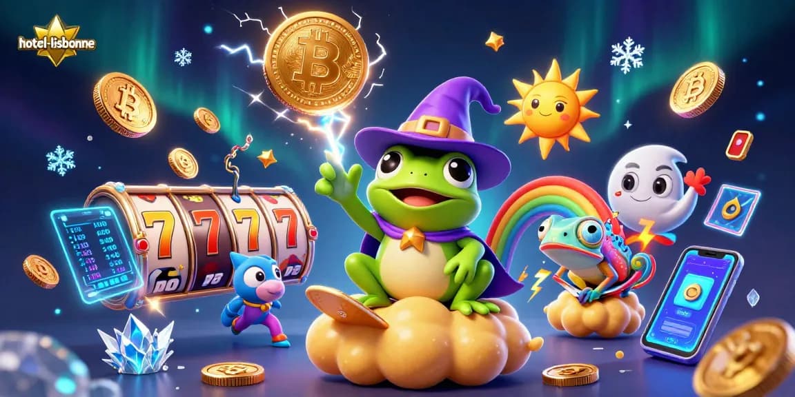 Engage with hotel-lisbonne's thrilling casino gaming world featuring a colorful, vibrant illustration.