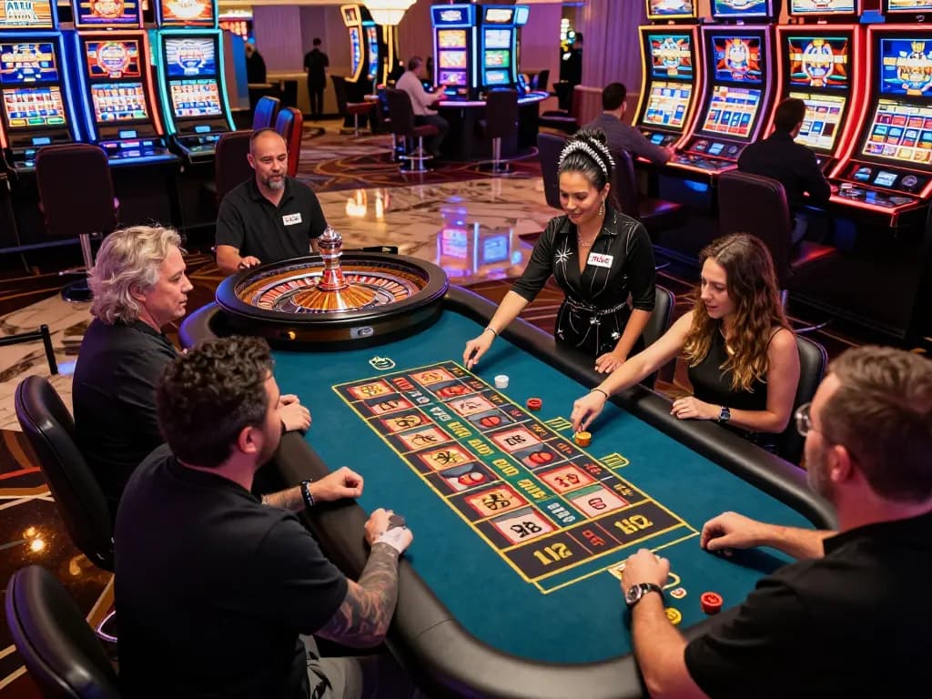 Playing roulette at a bustling casino shows excitement at 789clubgo.