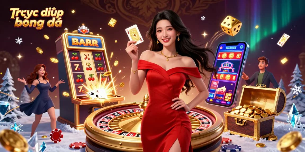 Experience Trực tiếp bóng đá with vibrant visuals and engaging casino elements in this dynamic illustration.