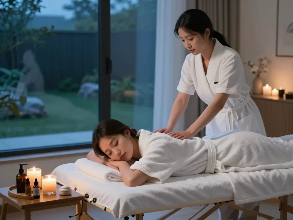 Relaxing home massage experience with professional .출장마사지 service in a serene setting.