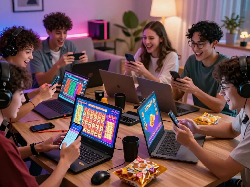 Togel Hongkong players eagerly checking results on their devices in an engaging gaming environment.