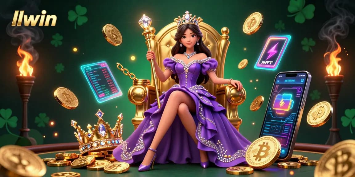 Engage with high-stakes fun at llwin's captivating casino, featuring royal gaming ambiance and crypto elements.