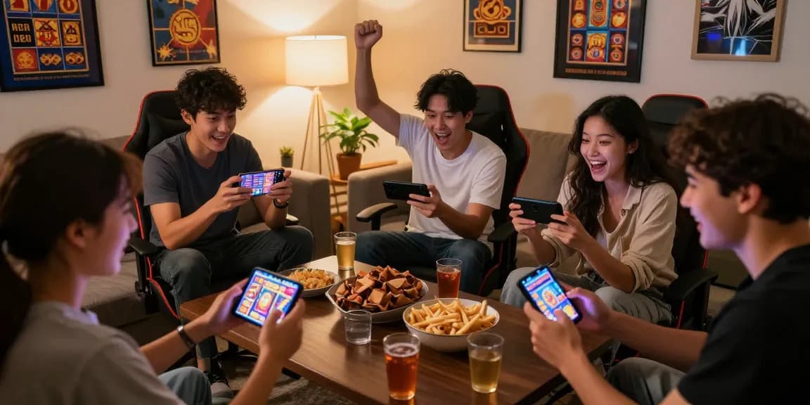 Exciting gaming moment featuring deposit pulsa tanpa potongan with friends enjoying online slots