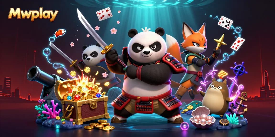 Experience thrilling gaming action at Mwplay with 3D characters and casino elements in a vibrant scene.