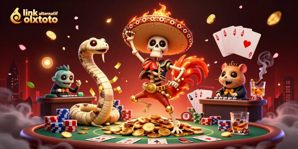 Menang dengan link alternatif olxtoto saat menikmati permainan poker dengan suasana kasino yang meriah.