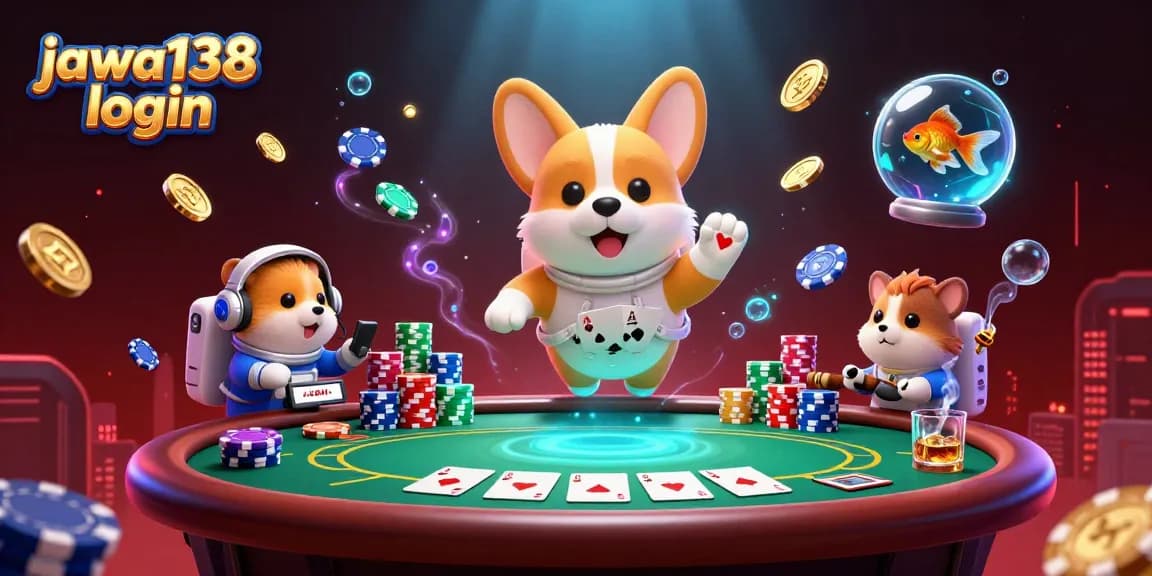 Menghadirkan suasana menjanjikan di dunia perjudian kasino dengan "jawa138 login" saat menunjukkan aksi kartu poker di luar angkasa.