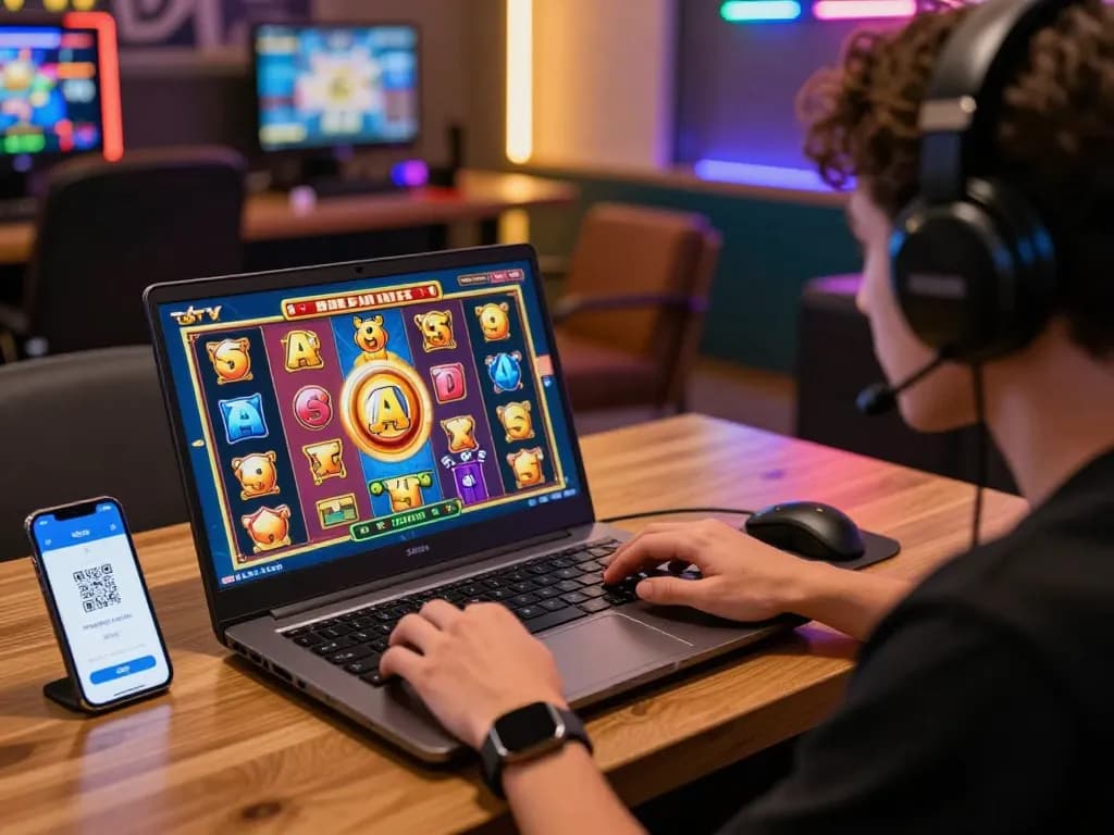 Exciting online slot gaming scene with QRIS payment interface, showcasing vibrant graphics and user engagement.
