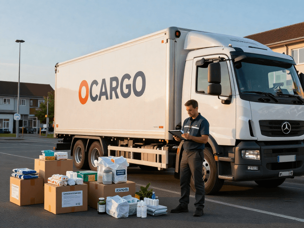 Hilfstransport von Dortmund: OCARGO Fahrer bereitet sich auf humanitären Transport vor.