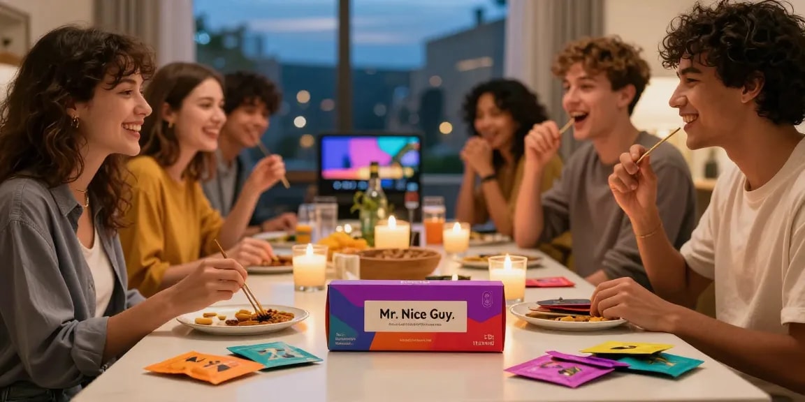 Experience the joy of buy-mr-nice-guy-herbal-incense-1-5g at a vibrant home party.