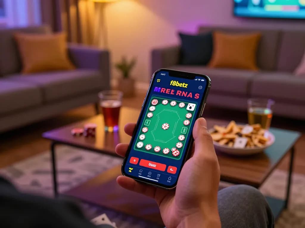 Player engaging with the f8betz app on mobile for an exciting online poker game.