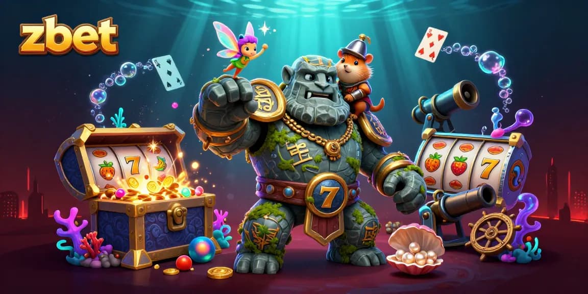 Experience thrilling zbet gaming with energetic characters and vibrant casino elements in a dynamic scene.