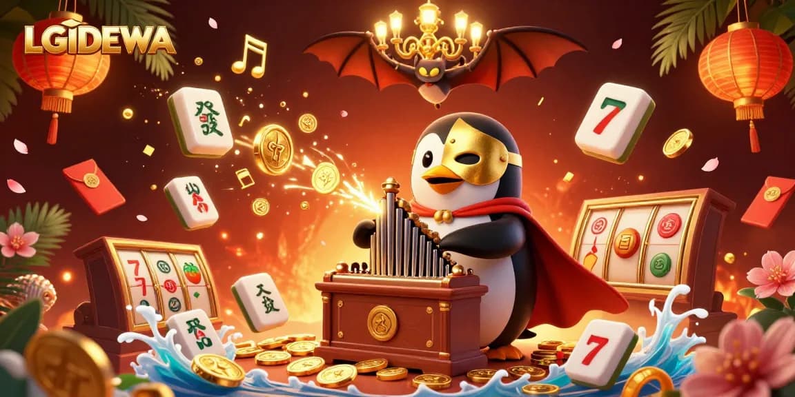 Spin the reels with LGODEWA in this vibrant casino-themed 3D illustration.