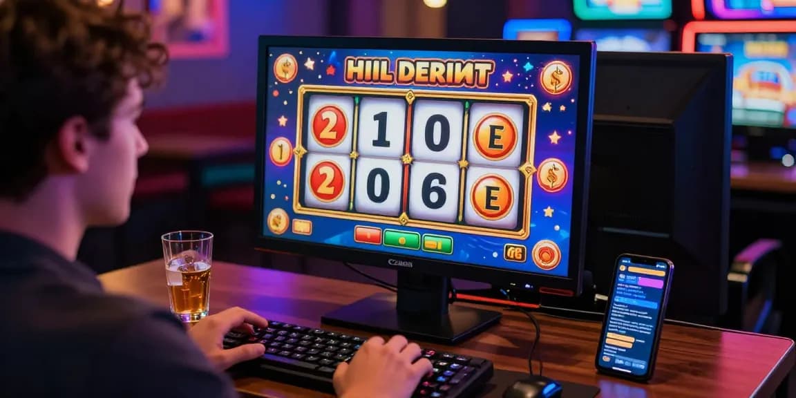 Experience the thrill of slot games online with vibrant graphics and a cozy gaming setup.