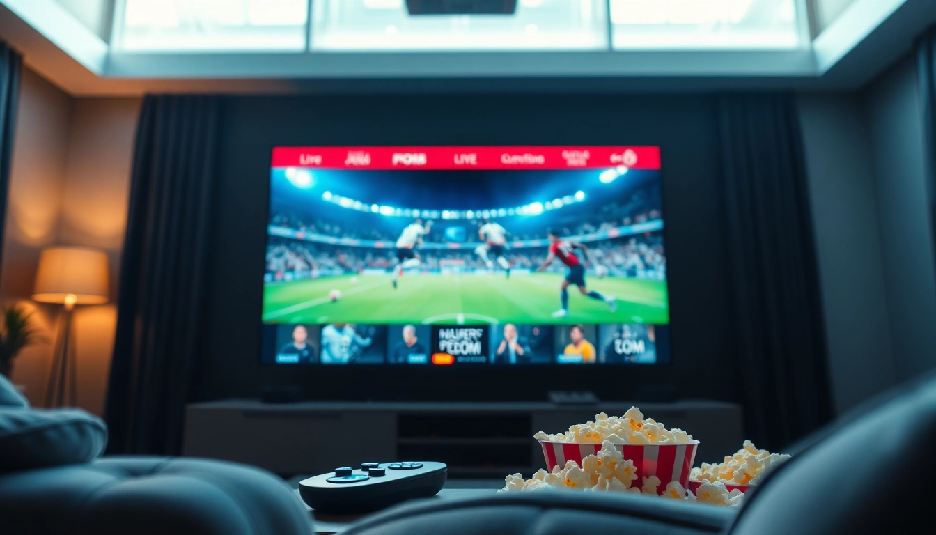 Menampilkan bolakami di layar streaming sepak bola yang penuh energi dan grafis menarik.