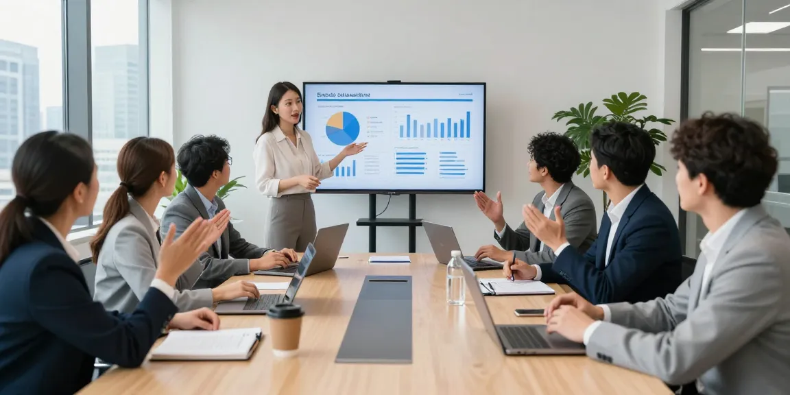 Team collaboration in a modern office discussing MBM strategies and performance metrics.