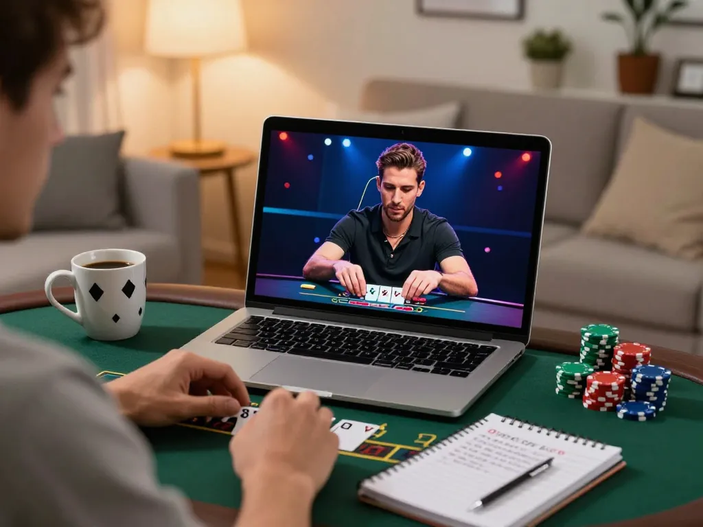 Player enjoying ledak338 live blackjack online with strategic notes and betting chips.