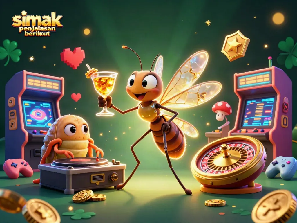 Simak penjelasan berikut dalam ilustrasi 3D menarik di dunia kasino yang gemerlap dengan karakter unik dan elemen permainan yang meriah.