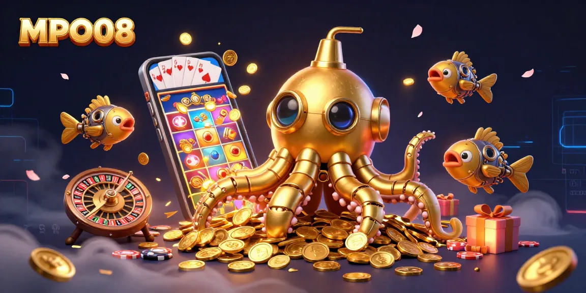 MPO08 offers an immersive gaming experience with a vibrant, interactive scene of slot gaming excitement.