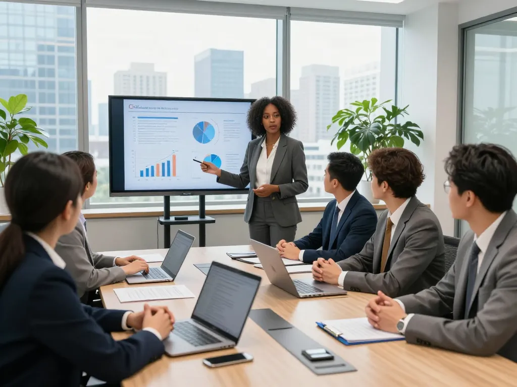 USA lawyers collaborating in a modern conference room discussing case strategies.