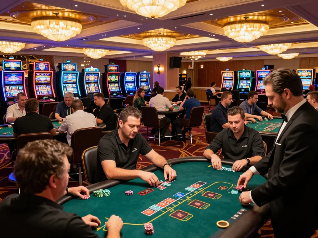Players enjoy a dynamic poker game at TG88's luxurious casino, highlighting excitement and strategy.