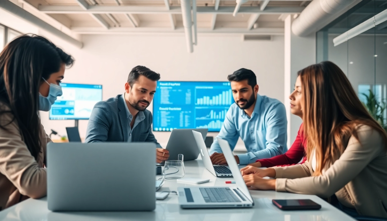 Find msp companies near me showcasing a team collaborating in an engaging IT managed services setup.