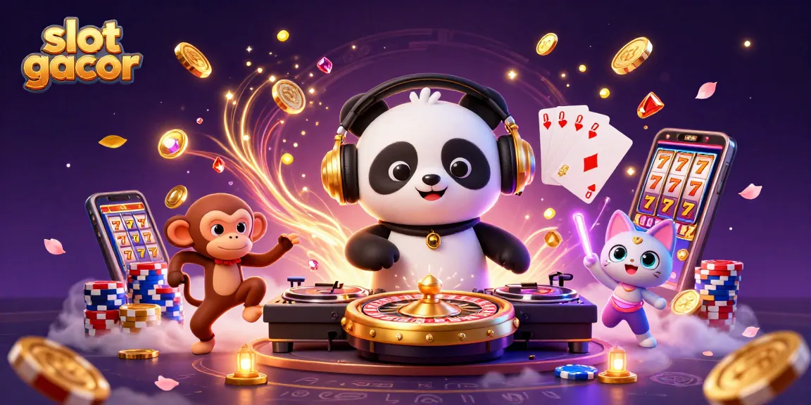 Experience the excitement of slot gacor with vibrant characters, gold coins, and dazzling casino elements.