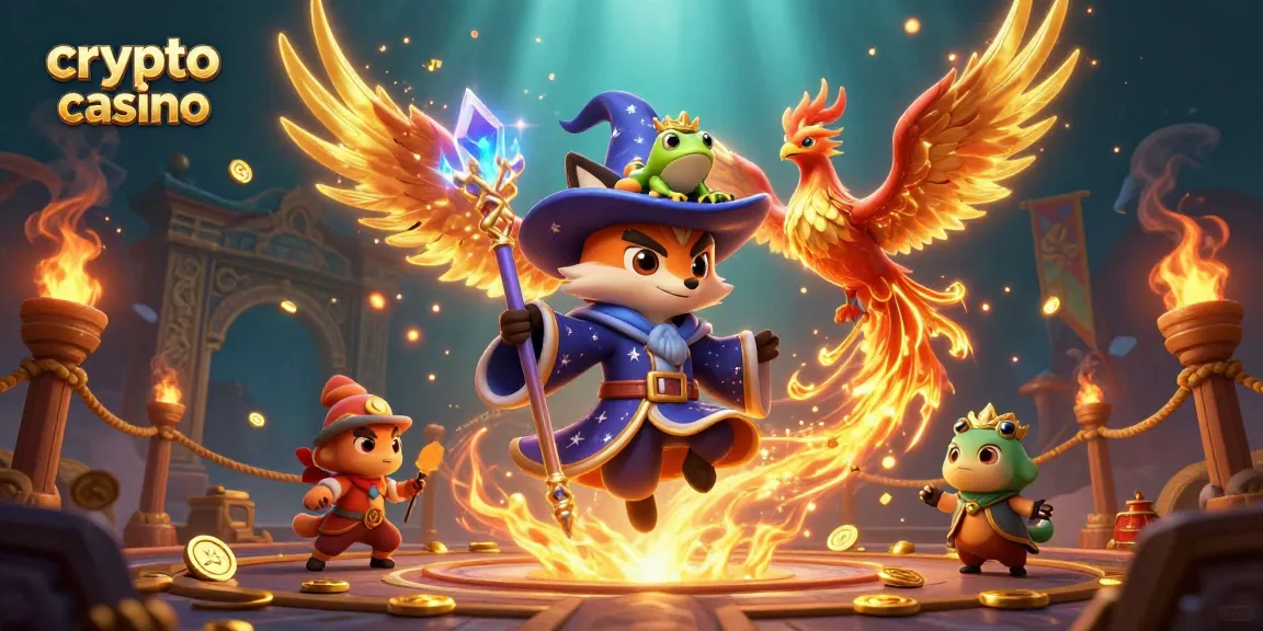 Gioca nel crypto casino con un mago formidabile e un fenice in un arena di fuoco.