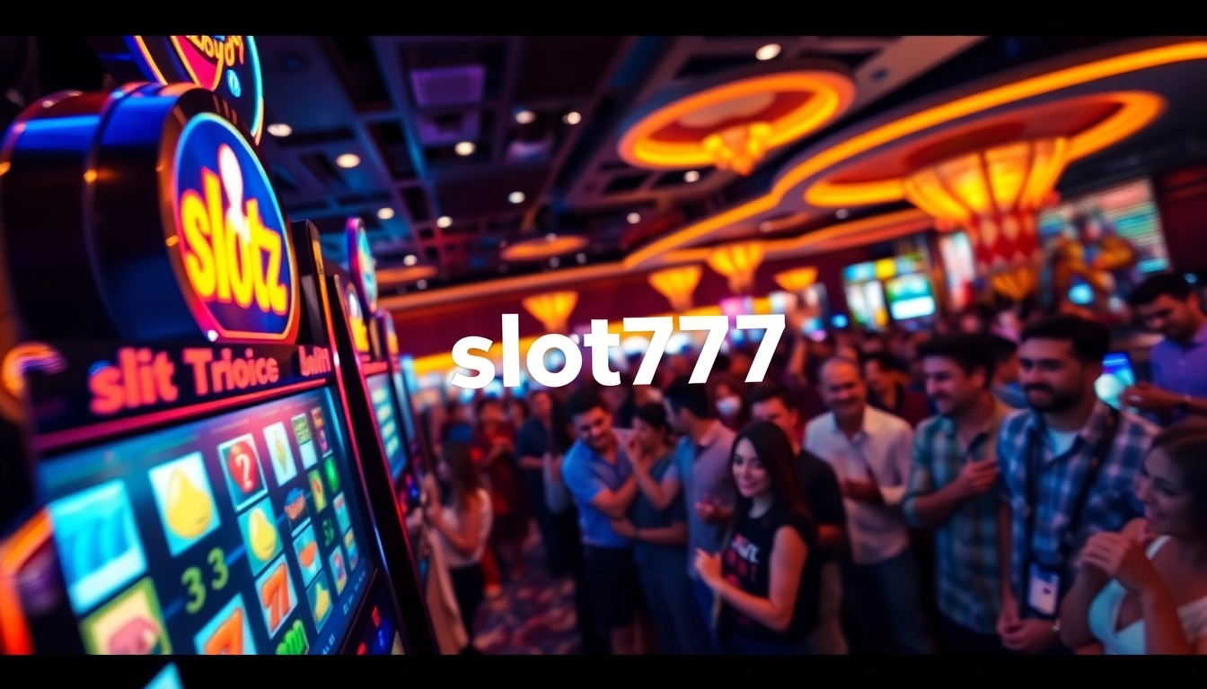 Menangkan slot777 pada mesin slot bersinar di lingkungan kasino yang ceria.