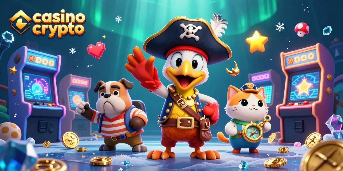 Jouez à casino crypto avec des machines à sous, des pièces d'or et des personnages animés dans un univers captivant.