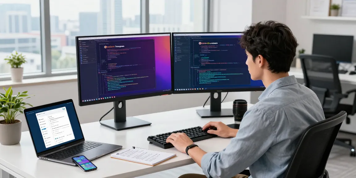 Developer optimizing Telegram Chinese support features in a modern office workspace.