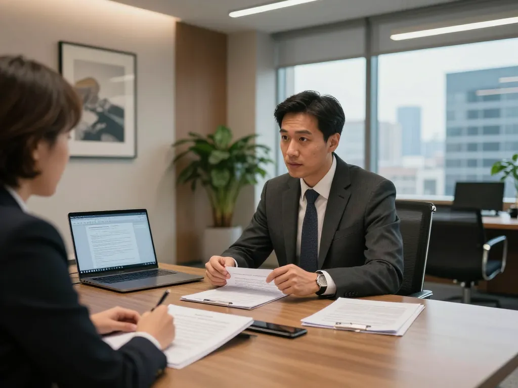 USA lawyers consulting with clients in a modern office environment, showcasing professionalism and trust.
