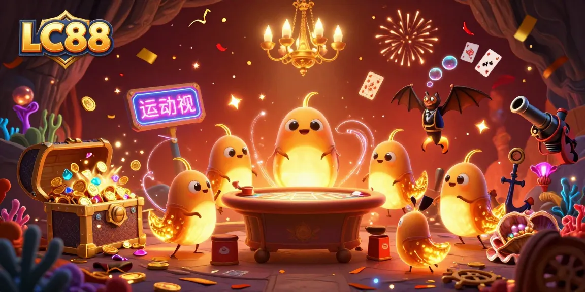 Experience the thrilling games at LC88 with captivating glowworms lighting up the casino in this vibrant scene.
