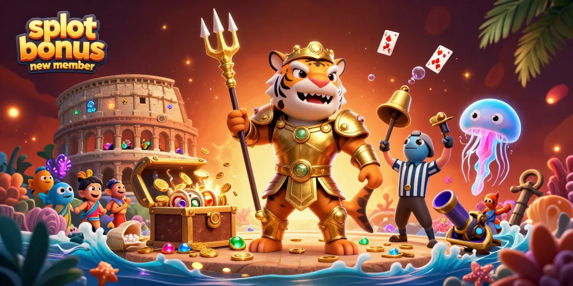 Capture the excitement of slot bonus new member offers in this vibrant underwater casino scene.