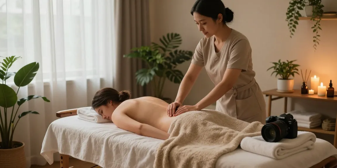 노원출장안마 experience in a serene home setting with a professional massage setup.