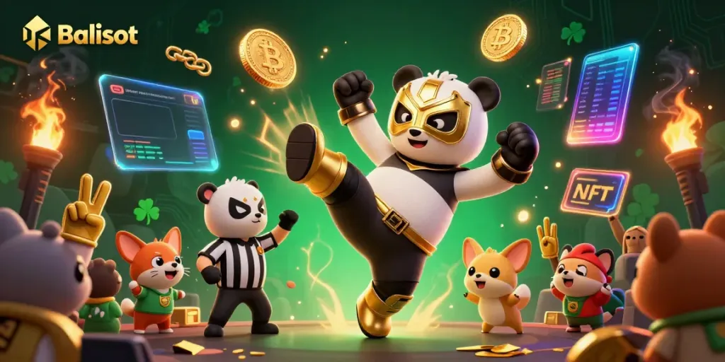 Experience thrilling action with Balislot as a panda wrestler makes a spectacular flying kick!