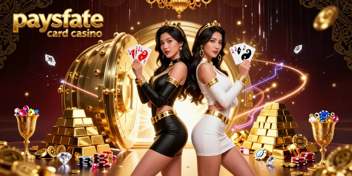 Spielen Sie mit dem Paysafe Card Casino, das Zwillingsasiatinnen in einer lebhaften Szene voller goldener Schätze zeigt.