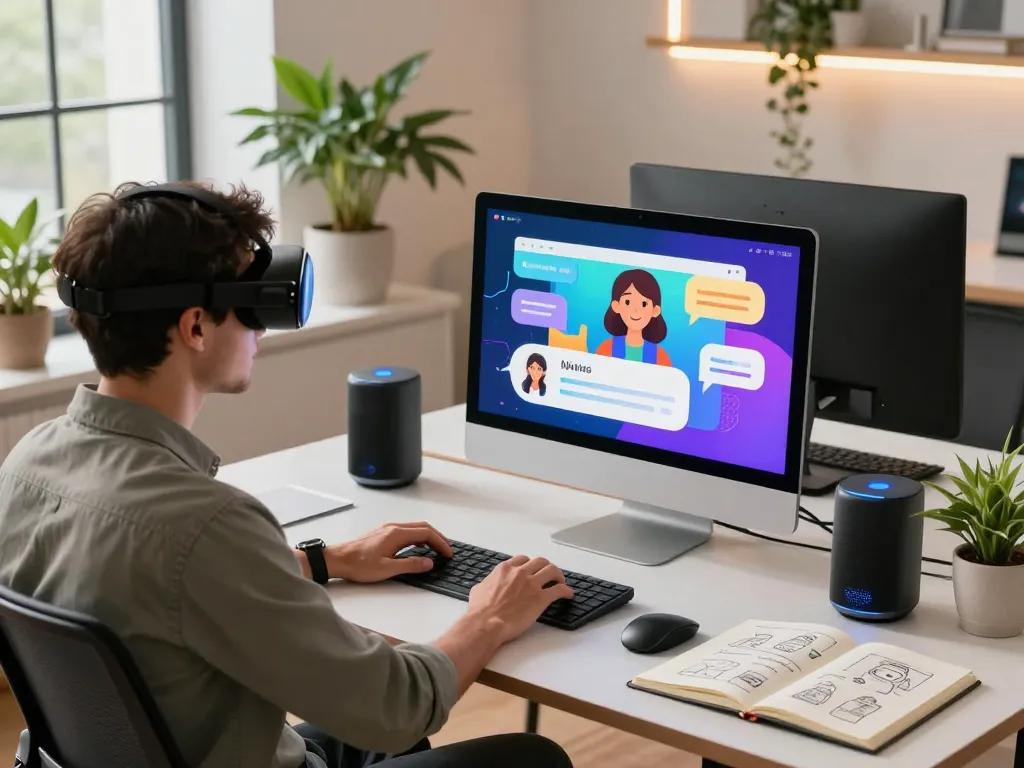 Immersive crushon ai chat experience in a modern workspace.