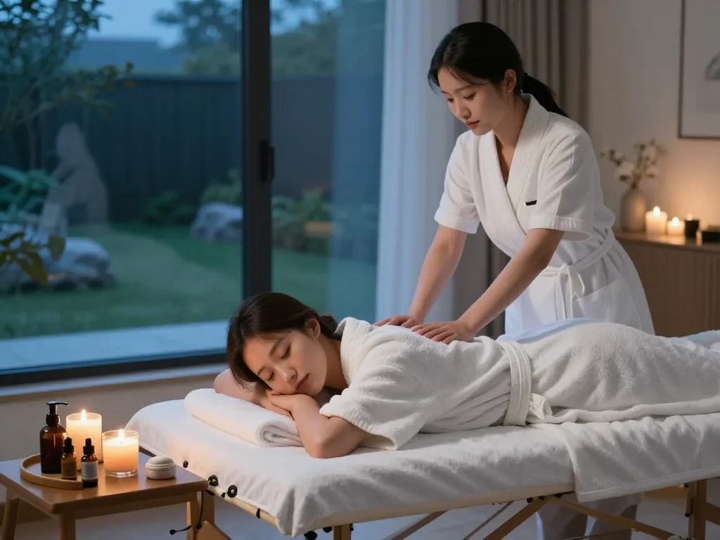 Relaxing home massage experience with professional .출장마사지 service in a serene setting.
