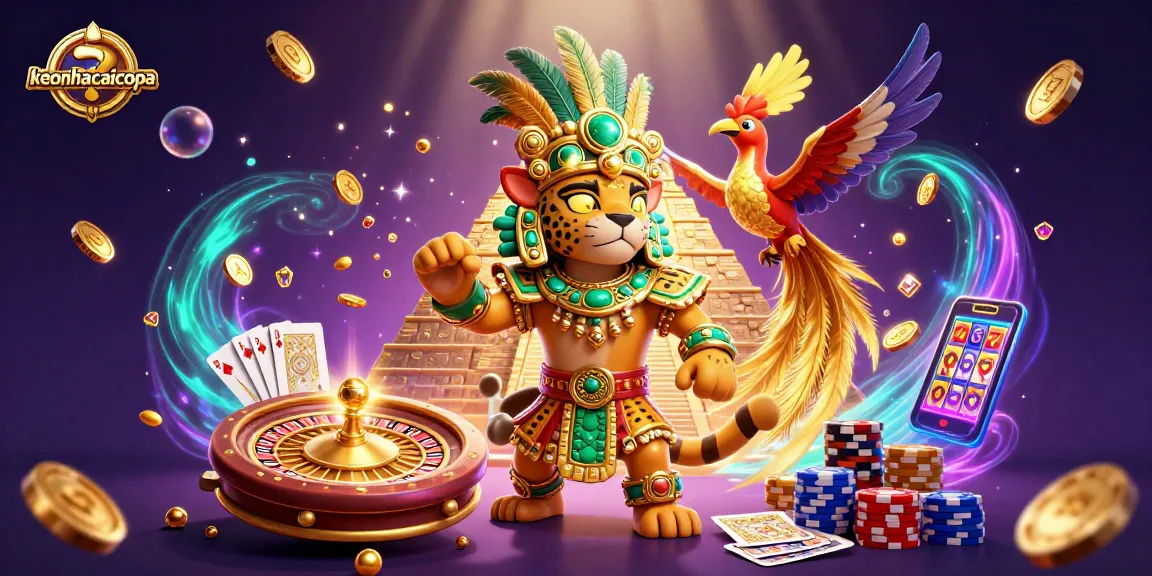 Win big with keonhacaicopa as the Mayan jaguar priest commands golden stakes in this casino art.