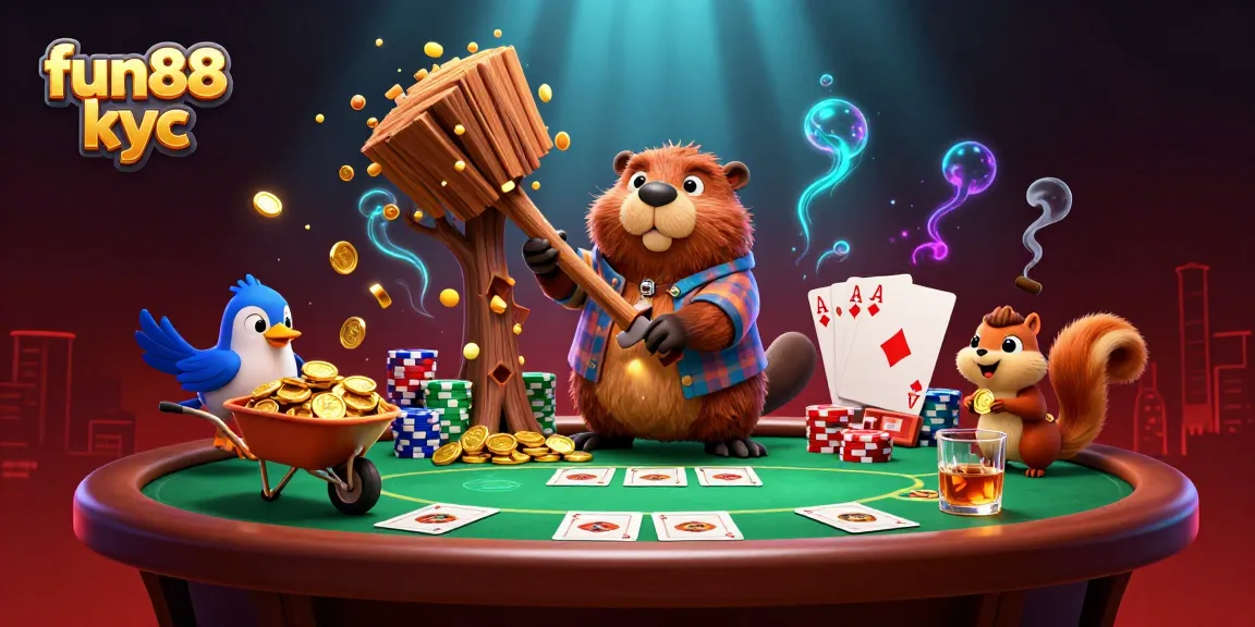 Đặt cược tại fun88 kyc với hình ảnh cây tiền vàng và thú cưng vui nhộn.