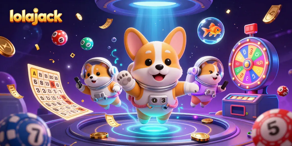 Play exciting games at lolajack with a whimsical 3D space casino scene full of vibrant elements.