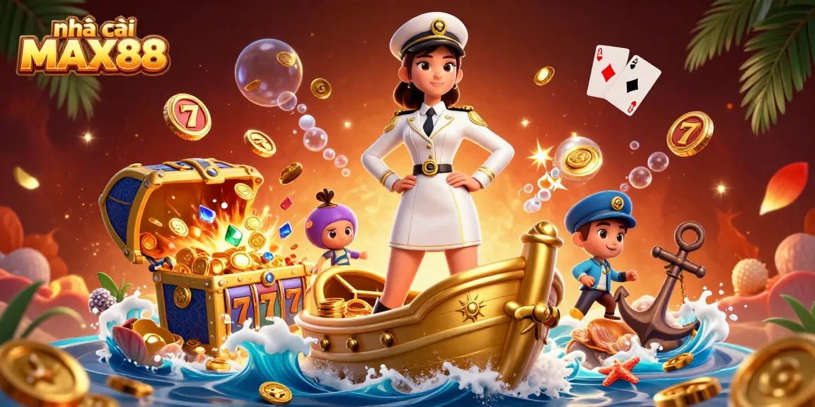 Experience high-stakes gaming with nhà cái MAX88, surrounded by vibrant casino elements.