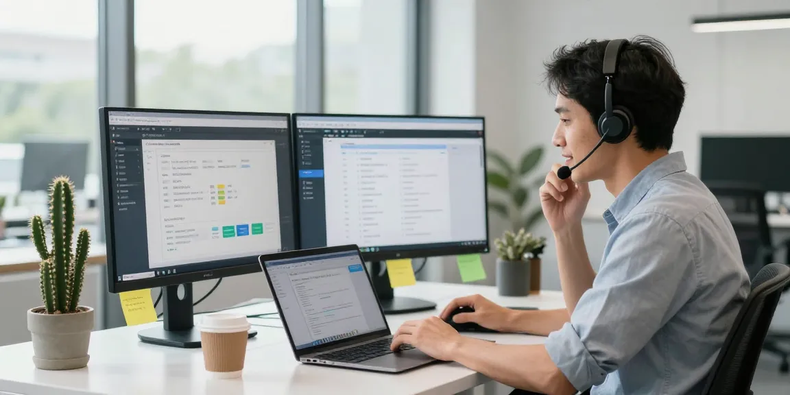 Expert Telus-Technical-Support agent assisting a client in a vibrant office.