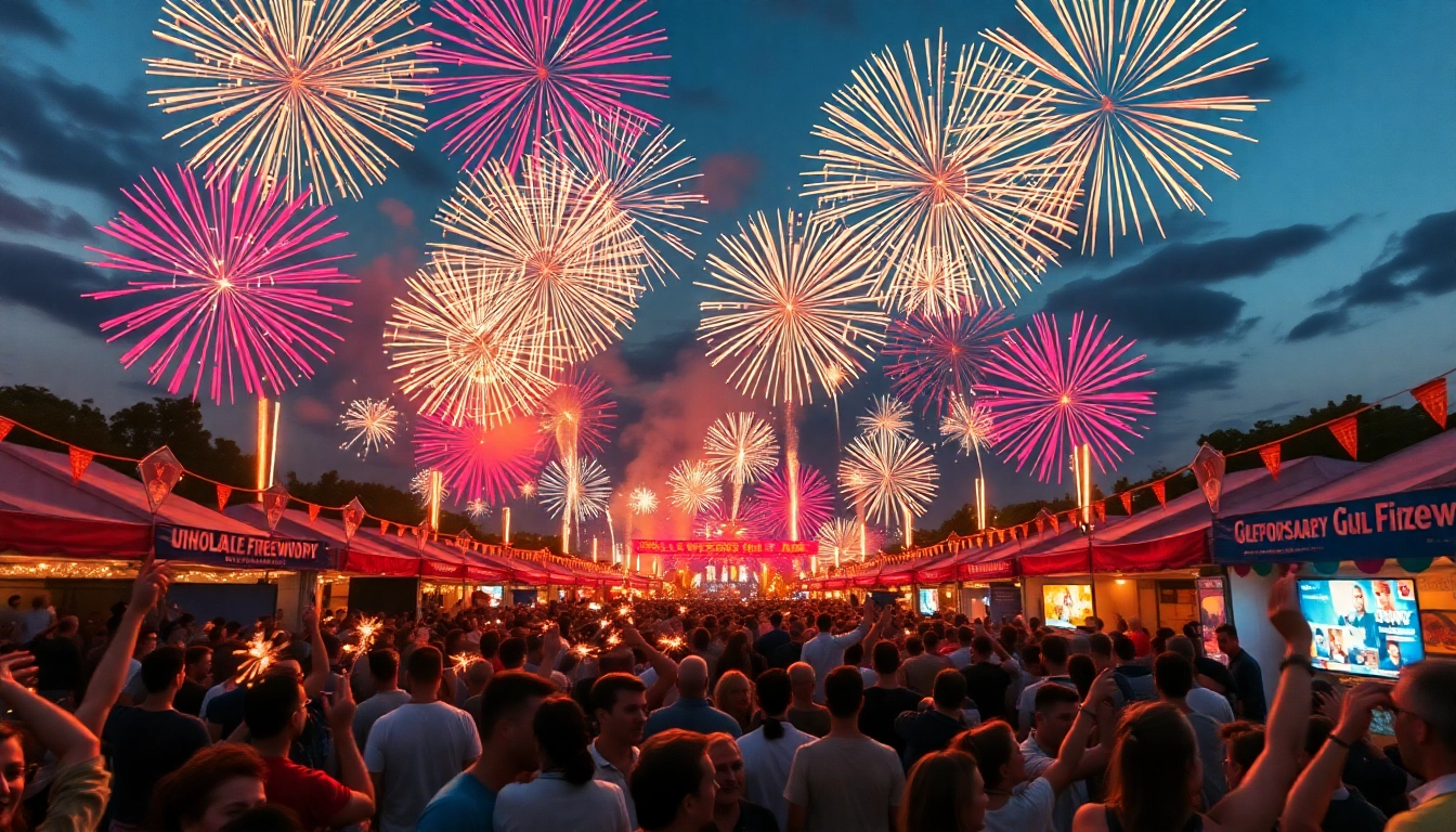 Witness wholesale fireworks lighting up the night sky at a festive celebration.