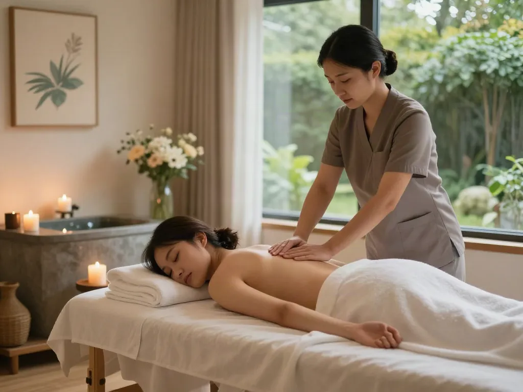 Inviting scene of a 파주출장마사지 therapy session in a calming home environment.